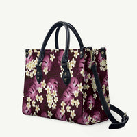 Pink Tropical Hawaii Leather Bag Seamless Monstera Plumeria Hawaiian Pattern - Polynesian Pride