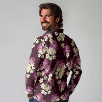Pink Tropical Hawaii Long Sleeve Polo Shirt Seamless Monstera Plumeria Hawaiian Pattern LT14 - Polynesian Pride