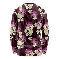 Pink Tropical Hawaii Long Sleeve Shirt Seamless Monstera Plumeria Hawaiian Pattern LT14 - Polynesian Pride