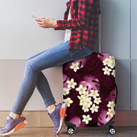 Pink Tropical Hawaii Luggage Cover Seamless Monstera Plumeria Hawaiian Pattern - Polynesian Pride