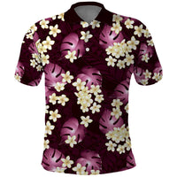 Pink Tropical Hawaii Polo Shirt Seamless Monstera Plumeria Hawaiian Pattern - Polynesian Pride