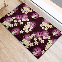 Pink Tropical Hawaii Rubber Doormat Seamless Monstera Plumeria Hawaiian Pattern LT14 - Polynesian Pride