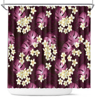 Pink Tropical Hawaii Shower Curtain Seamless Monstera Plumeria Hawaiian Pattern - Polynesian Pride