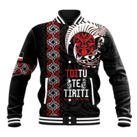 Aotearoa Toitu Te Tiriti Baseball Jacket Honour The Treaty Maori Haka LT14 Unisex Black - Polynesian Pride