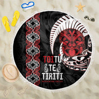 Aotearoa Toitu Te Tiriti Beach Blanket Honour The Treaty Maori Haka LT14 One Size 150cm Black - Polynesian Pride