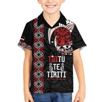 Aotearoa Toitu Te Tiriti Family Matching Off The Shoulder Long Sleeve Dress and Hawaiian Shirt Honour The Treaty Maori Haka