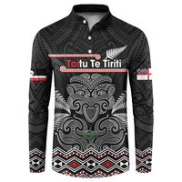 Aotearoa Toitu Te Tiriti Button Sweatshirt Stand Together! Stand Stronger! - NZ Tiki LT14 Black - Polynesian Pride