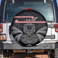 Aotearoa Toitu Te Tiriti Spare Tire Cover Stand Together! Stand Stronger! - NZ Tiki LT14 Black - Polynesian Pride
