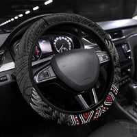 Aotearoa Toitu Te Tiriti Steering Wheel Cover Stand Together! Stand Stronger! - NZ Tiki LT14 Universal Fit Black - Polynesian Pride