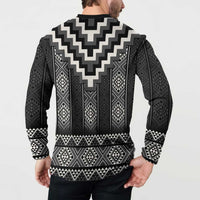 Black Taniko Aotearoa Button Sweatshirt Niho Taniwha Mix Poutama LT14 - Polynesian Pride