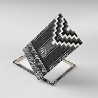 Black Taniko Aotearoa Canvas Wall Art Niho Taniwha Mix Poutama LT14 With Frame Black - Polynesian Pride