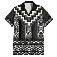 Black Taniko Aotearoa Family Matching Off The Shoulder Long Sleeve Dress and Hawaiian Shirt Niho Taniwha Mix Poutama LT14