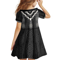 Black Taniko Aotearoa Family Matching Off Shoulder Maxi Dress and Hawaiian Shirt Niho Taniwha Mix Poutama LT14 - Polynesian Pride