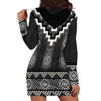 Black Taniko Aotearoa Hoodie Dress Niho Taniwha Mix Poutama LT14 - Polynesian Pride