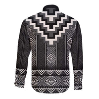 Black Taniko Aotearoa Long Sleeve Button Shirt Niho Taniwha Mix Poutama LT14 - Polynesian Pride