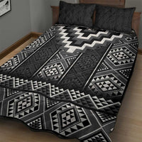Black Taniko Aotearoa Quilt Bed Set Niho Taniwha Mix Poutama LT14 - Polynesian Pride