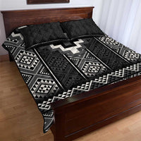 Black Taniko Aotearoa Quilt Bed Set Niho Taniwha Mix Poutama LT14 - Polynesian Pride