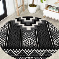 Black Taniko Aotearoa Round Carpet Niho Taniwha Mix Poutama LT14