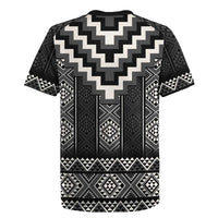 Black Taniko Aotearoa Rugby Jersey Niho Taniwha Mix Poutama LT14 - Polynesian Pride