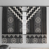 Black Taniko Aotearoa Window Curtain Niho Taniwha Mix Poutama LT14 With Hooks Black - Polynesian Pride