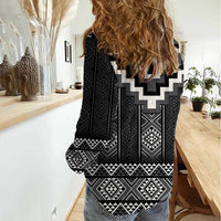 Black Taniko Aotearoa Women Casual Shirt Niho Taniwha Mix Poutama LT14