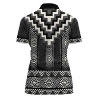 Black Taniko Aotearoa Women Polo Shirt Niho Taniwha Mix Poutama LT14