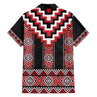 Red Taniko Aotearoa Family Matching Summer Maxi Dress and Hawaiian Shirt Niho Taniwha Mix Poutama LT14