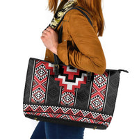 Red Taniko Aotearoa Leather Tote Bag Niho Taniwha Mix Poutama LT14 Red - Polynesian Pride