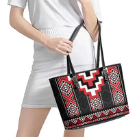 Red Taniko Aotearoa Leather Tote Bag Niho Taniwha Mix Poutama LT14 - Polynesian Pride