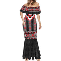Red Taniko Aotearoa Mermaid Dress Niho Taniwha Mix Poutama LT14