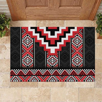 Red Taniko Aotearoa Rubber Doormat Niho Taniwha Mix Poutama LT14 Red - Polynesian Pride