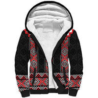 Red Taniko Aotearoa Sherpa Hoodie Niho Taniwha Mix Poutama LT14 Unisex Red - Polynesian Pride
