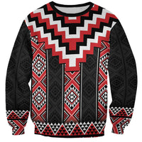 Red Taniko Aotearoa Sweatshirt Niho Taniwha Mix Poutama LT14 Unisex Red - Polynesian Pride