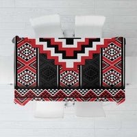 Red Taniko Aotearoa Tablecloth Niho Taniwha Mix Poutama LT14 Red - Polynesian Pride