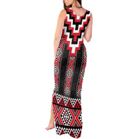 Red Taniko Aotearoa Tank Maxi Dress Niho Taniwha Mix Poutama LT14 - Polynesian Pride