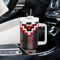 Red Taniko Aotearoa Tumbler With Handle Niho Taniwha Mix Poutama LT14 - Polynesian Pride