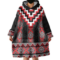 Red Taniko Aotearoa Wearable Blanket Hoodie Niho Taniwha Mix Poutama LT14 - Polynesian Pride