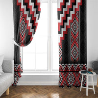 Red Taniko Aotearoa Window Curtain Niho Taniwha Mix Poutama LT14 - Polynesian Pride