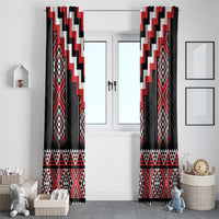 Red Taniko Aotearoa Window Curtain Niho Taniwha Mix Poutama LT14 - Polynesian Pride