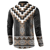 Brown Taniko Aotearoa Button Sweatshirt Niho Taniwha Mix Poutama LT14 - Polynesian Pride
