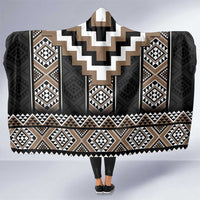Brown Taniko Aotearoa Hooded Blanket Niho Taniwha Mix Poutama LT14 One Size Brown - Polynesian Pride