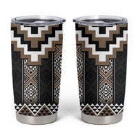 Brown Taniko Aotearoa Tumbler Cup Niho Taniwha Mix Poutama LT14 Brown - Polynesian Pride