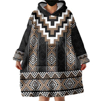 Brown Taniko Aotearoa Wearable Blanket Hoodie Niho Taniwha Mix Poutama LT14 - Polynesian Pride