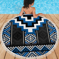 Blue Taniko Aotearoa Beach Blanket Niho Taniwha Mix Poutama LT14 - Polynesian Pride