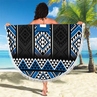 Blue Taniko Aotearoa Beach Blanket Niho Taniwha Mix Poutama LT14 - Polynesian Pride