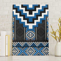 Blue Taniko Aotearoa Canvas Wall Art Niho Taniwha Mix Poutama LT14 Without Frame Blue - Polynesian Pride