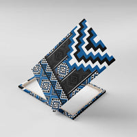 Blue Taniko Aotearoa Canvas Wall Art Niho Taniwha Mix Poutama LT14 With Frame Blue - Polynesian Pride