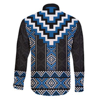Blue Taniko Aotearoa Family Matching Off Shoulder Maxi Dress and Hawaiian Shirt Niho Taniwha Mix Poutama LT14 - Polynesian Pride