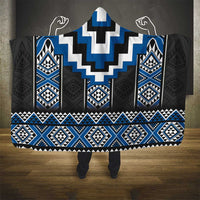 Blue Taniko Aotearoa Hooded Blanket Niho Taniwha Mix Poutama LT14