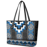 Blue Taniko Aotearoa Leather Tote Bag Niho Taniwha Mix Poutama LT14 - Polynesian Pride